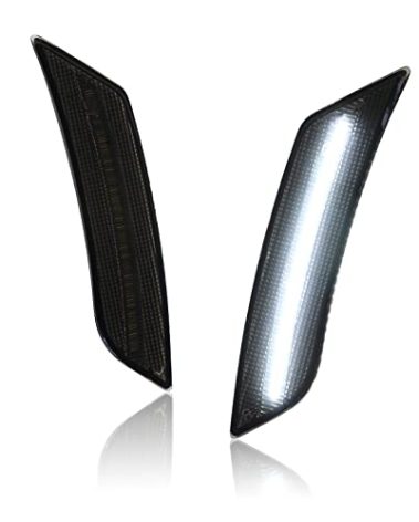 SHINEFIT LED Side Marker Lights Smoked Lens Compatible with ATS 2013-2014/ XT5 2017-2024, Front Bumper White LED Sidemarker Lamp