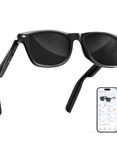 AI Glasses for Men & Women, Smart Glasses Powered by ChatGPT, AI Real-time Translation with 107 languages, 11H Music Play, Bluetooth Sunglasses with Polarized Lens, UV Protection for Daily Use, Travel