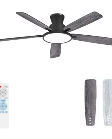 Atolit Ceiling Fans with Lights,52 inch,Quiet,Reversible Motor,Dimmable, Adjustable Color Temperature,6 Speeds,Timer, Low Profile Ceiling Fan for Bedroom,Living Room,Indoor/Outdoor Use(Gray)