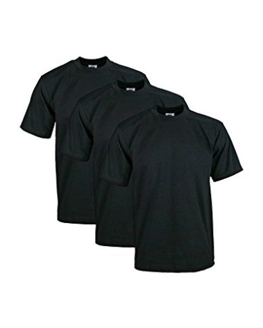 Pro Club Men's 3-Pack Heavyweight Cotton Short Sleeve Crew Neck T-Shirt, Black, X-Large