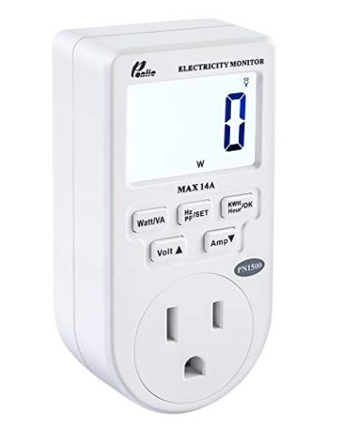 Poniie PN1500 Portable Micro Electricity Usage Monitor Electrical Power Consumption Watt Meter (110V, 1500W)
