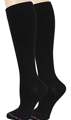 Dr. Motion 2 Pairs Compression Knee-Hi Women's Socks Black Size 9-11