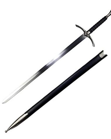 41.25" One Hand Medieval Sword - Dull Blade Carbon Steel With Faux Leather Wrapped Wood Scabbard - Non-Battle Ready for Gifts, Cosplay, & LARP