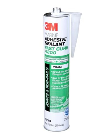 3M Marine Adhesive Sealant Fast Cure 4200 (06560) – Semi-Permanent Flexible Adhesive Sealant for Boats and RVs, White, Flexible Bonds, Underwater-Safe, 295 mL Cartridge