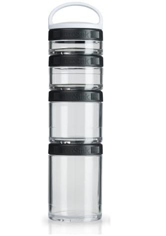 BlenderBottle GoStak Twist n' Lock Storage Jars, 4-Piece Starter Pak, Black