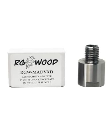 RGWOOD Lathe Chuck Faceplate Adapter from 7/8" x 14 tpi Lathe (Beaver Rockwell etc) to 1" x 8tpi Faceplate or Chuck, for Wood Lathe Turning