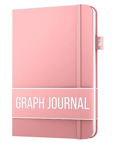 Graph paper journal for writing| 150 pages, 120gsm Thick Paper with Sticky Notes, 2 bookmarks, pen holder, elastic band, (V) leather hard cover | Scribbles That Matter graph notebook,5.75x8.2 inches