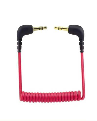 JCMOYUTY for DJI Mic Camera Audio Cable 3.5mm TRS, for DJI Mic 2 / Rode Wireless GO II/ME/PRO Microphone Dual 3.5mm TRS Male Coiled Right Angle Audio Cord Adapter