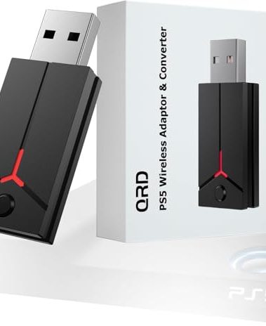 QRD 2-in-1 Wireless Adapter Converter, USB Converter for PS5 Console, Wireless Adapter Compatible with PS5 PC Spark N5 Wireless Controller, US-BP-A3