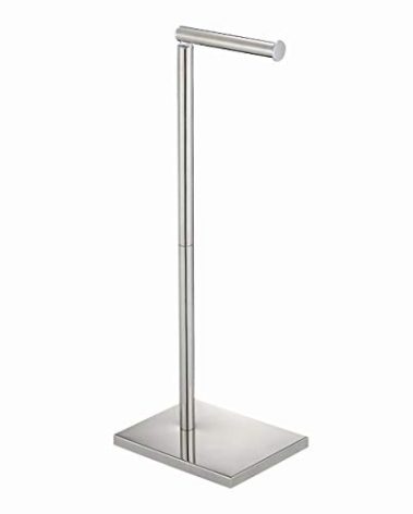 Toilet Paper Holder Stand, Naturous Free Standing Toilet Paper Holder with Reserve for Bathroom, Weighted Base Toilet Paper Stand, Chrome