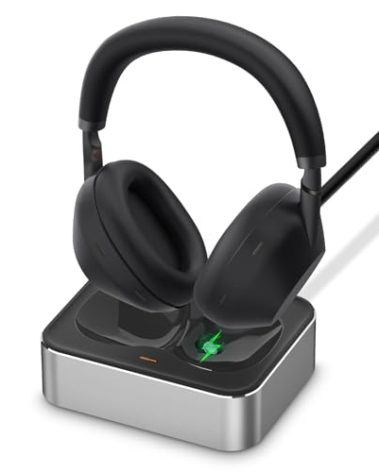 Headphone Charging Station for Sony & Beats - Magnetic Headset Charger Stand for Studio Pro, WH-1000XM5 & WH-1000XM6 (XM5 & XM6) with USB-C Connectors (Silver)