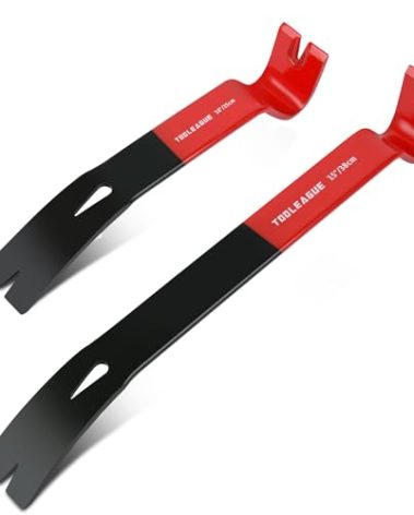 TOOLEAGUE 2Pcs Flat Pry Bar Set,10",15" Utility Heavy Duty Crow Bar with Nail Puller,Woodworking Tools for Prying, Scraping, Lifting, Pulling