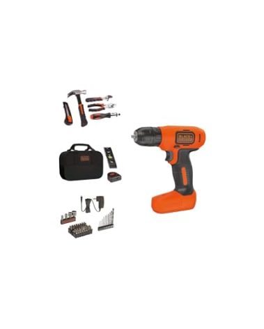 BLACK+DECKER 8V MAX 57-Piece Cordless Drill and Household Tool Kit for Home with Tool Storage Bag (BDCD8PK)
