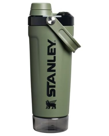 STANLEY Activate Shaker Bottle 20 oz | Leakproof Insulated Stainless Steel Shaker Cup | Base Storage and Twist On Fast Flow Lid | Protein Shakes and Pre Workout Powder | BPA-Free | Dried Pine