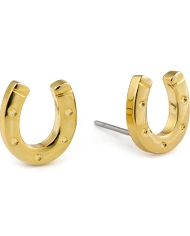 Horseshoe Earrings 18k Gold | Equestrian Jewelry Gift for Women, Girls & Horse Lovers, Lucky Good Luck Charm Studs