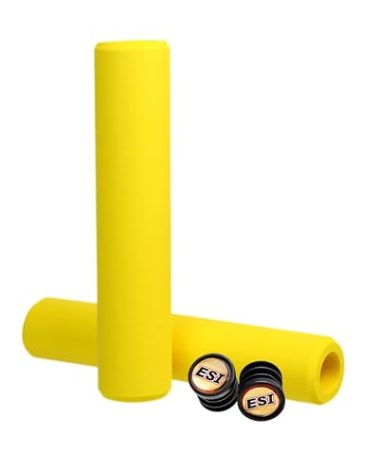 ESI Grips Racer's Edge - Silicone MTB Grips - Thin and Light Handlebar Grips - Extra Light Bike Grips (Yellow)