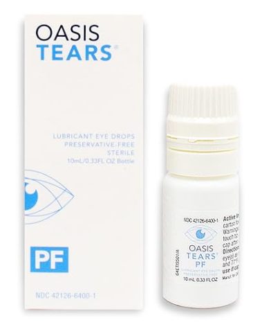 Oasis Tears OT6400 PF Preservative-Free Lubricant Eye Drops Dry Eye Relief | Artificial Tears | 0.34 FL OZ (10 mL)