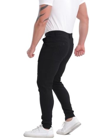 ALLELMS Mens Chinos Pants Slim Fit Stretch Vertical Striped Dress Pant Wrinkle-Resistant Pleated Formal Black Pants 32