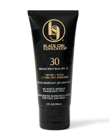 BLACK GIRL SUNSCREEN - Face & Body Moisturizing Sunscreen Lotion SPF 30, No White-Residue for Melanin Rich Skin (2 Fl. Oz.)