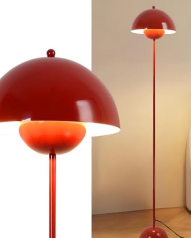 COSYLUX Modern Floor Lamp for Living Room, Industrial Tall Standing Lamp for Bedroom, Metal Shade Reflecting Light Reading Floor Lamp for Office, Nursery Room, Corner(Dark Red)