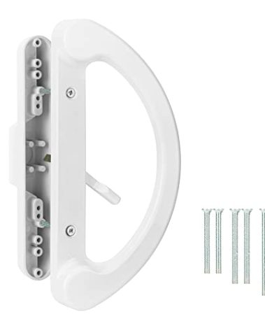 SANKINS Sliding Patio Door Handle Pull Set, White Diecast Non-Keyed Gate Handle Set for Mortise Lock Style Glass Door, Replacement Handle for Sliding Glass Door Fits 3-15/16” Hole Spacing