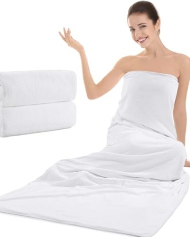 BALAPET 2 Pack Sauna Blanket Insert Towel,100% Cotton Insert for Sauna Blanket, Soft Absorbent Sauna Towel for Infrared Sauna Blankets,Reusable and Machine Washable(White)