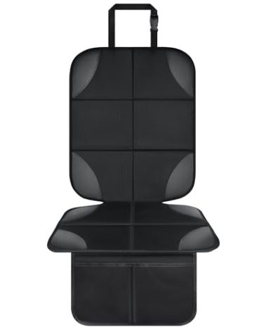 Musclez Baby Car Seat Protectors for Child Car Seat, Baby Car Seat Cover Waterproof 600D Fabric Padding Non-Slip Backing 2 Mesh Pockets, Carseat Protector for Travel Vehicles Baby Pets (Black-1pcs)