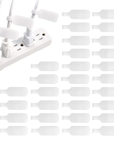 Wrap-It Storage Cable Labels - Medium, White (30-Pack) Write On Cord Labels, Wire Tags for Cable Management and Organizer for Electronics, Computers and More