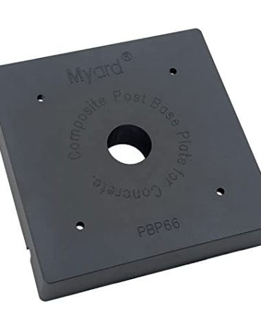 Myard 6x6 Post Base Plate for Wood Post, Anti-UV Sturdy 1-inch Stand-Off Wood to Concrete Base Plate, Thickened Sides, Support Patio Decking, Pavilion, Porch, Handrail Railing (6" x 6", 4-Pack)