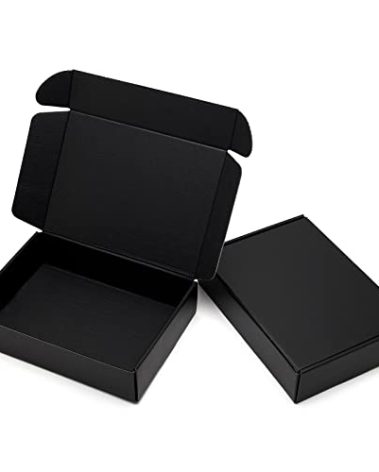 Timirog Black Shipping Boxes 11 1/8 x 8 5/8 x 2" Letter Size 25 Pack - Corrugated Cardboard Mailing Box for Small Business, Literature Mailer Supplies for Packaging Pictures, Books, Clothes, Gifts