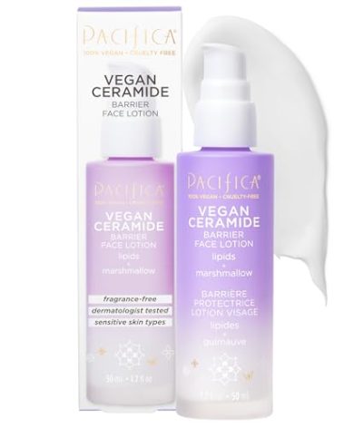 Pacifica Face Moisturizer - Vegan Ceramide Barrier Repair Face Lotion, Hydrating, For Dry Skin, Dermatologist Tested, Safe for Sensitive Skin, Fragrance Free, Vegan + Cruelty Free