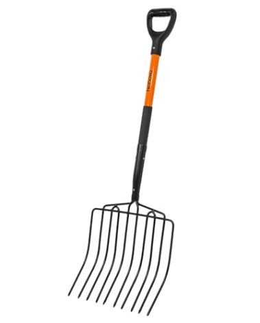 Nohovu Pitchfork for Gardening, 10 Tines Pitch Fork with Non-Slip Handle, Heavy Duty Pitch Fork for Mulching, 45 Inches