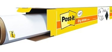 Post-it Dry Erase Whiteboard Film Surface for Walls, Doors, Tables, Chalkboards and More, Removable Sticky White Board for Wall, Stain-Proof, Easy Installation, 6 ft x 4 ft Roll