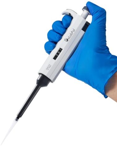 eLabPal 10-100μl Adjustable Volume Pipette, Lab Single Channel Micropipette, 0.1ml High Precision Pipettor, Autoclavable