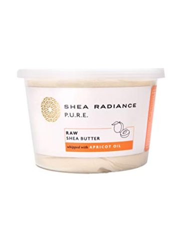 Shea Radiance P.U.R.E Raw Shea Butter | 100% Natural & Unrefined Body Butter | Soothes, Softens, & Increases Collagen | Long Lasting Moisture | Moisturizer for Sensitive Skin | Apricot Oil (9 oz)