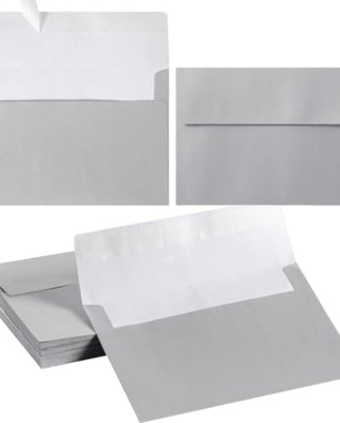 50 Pieces Metallic Color Self Seal Envelopes for Greeting Cards, Invitations, Postcards (Silver, 5x7)
