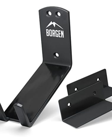 Borgen Bike Wall Mount Pedal Hook for E-Bikes, MTB & Road - Bicycle Wall Mount with Support Brackets and Wall Protection Pads, Suitable as Bike Rack Garage Bike Storage Shed and Bicycle Storage Indoor
