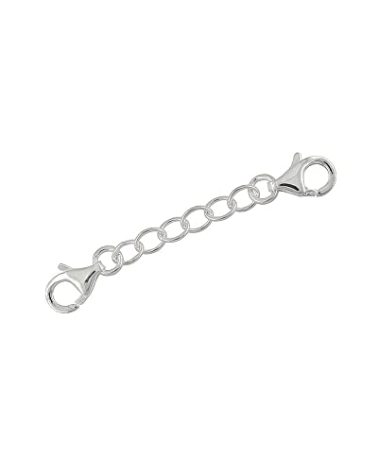 Sterling Silver Double Lobster Clasp Link Connector Extender Safety Chain 1.5" for Necklace/Bracelet, Soldered Closed.