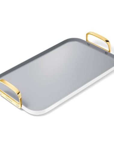 Caraway Double Burner Griddle - 19x12” Griddle Pan - Non-Stick Ceramic Coated - Non Toxic, PTFE & PFOA Free - Oven Safe & Compatible with All Stovetops - White