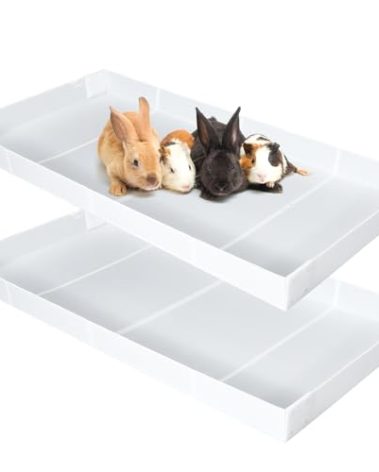 Wenqik 2 Pcs Guinea Pig Cage Liner Corrugated Plastic Cage Liner Base 2 x 4 Panel Size Guinea Pig Cage Bottom for Small Animals Hedgehogs Rabbits Cages Tray, 55 x 27 Inch(White)