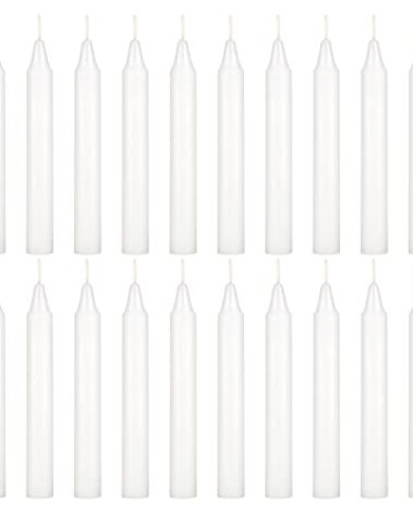 Mega Candles 20 pcs Unscented White Exquisite Mini Taper Spell Candles, 4 Inch Tall x 1/2 Inch Diameter, Magic Chimes, Enchantment, Casting Rituals, Witchcraft, Wiccan, Altar, Metaphysical