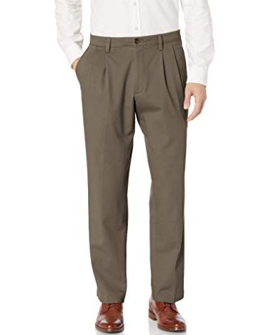 Dockers Men's Classic Fit Easy Khaki Pants-Pleated (Standard and Big & Tall), Dark Pebble, 46W x 30L