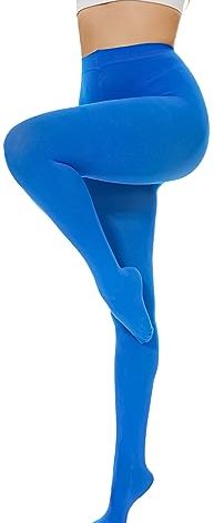 Hiltzo 80D Women's Tights Opaque Ultra Soft Solid Color Stretchable High Waist Footed Pantyhose with 25 Colors Royal Blue-XX-Large-3X-Large