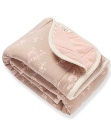 Burt's Bees Baby Reversible Blanket, Nursery, Stroller & Tummy-Time Organic Jersey Cotton Quilted Infant & Toddler Bedding