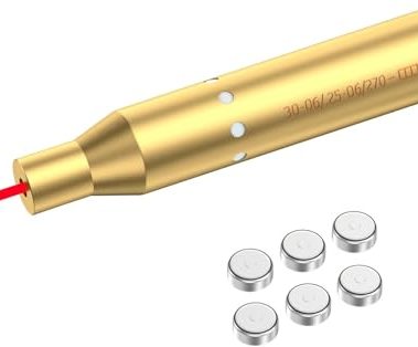 Tipfun 30-06/25-06/270 Cal Rem Gauge Bore Sight Red Dot Boresighter Laser Sight with 2 Sets of Batteries