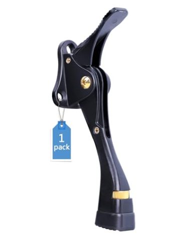 Gotega Door Stopper, 1/2/4 Packs Kickdown Door Stop with One Touch Adjustable Height and Rubber Tip 4 Inches, Door Stops… (1 Pack Black)