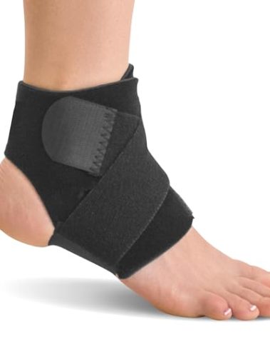 BraceAbility Neoprene Water-Resistant Ankle Brace | Compression Foot Wrap for Swimming, Running, Surfing, Diving, Exercise, Athletic Support & Protection, Sprains, Tendonitis and PTTD Pain (S/M)