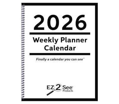 2026 EZ2See® Weekly Planner Calendar - Daily Plan Organizer with Large Black Print, Numbers, Borders - High Contrast Appointment Book with Huge Space for Notes, Bold Lines