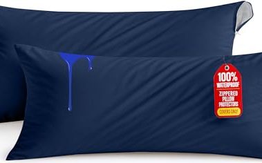 Utopia Bedding Waterproof Pillow Protectors Zippered Body Size (2 Pack, Navy Blue), Zippered Pillowcases, Bed Bug Proof Pillow Encasement Covers 20 x 54 Inches