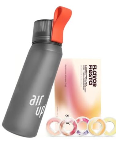 air up® water bottle (22oz) for school, sports, gym | includes 5 scent pods & straw | flavored bottle in grey – also for kids, boys, girls | no calories, sugar-free and suitable for carbonation